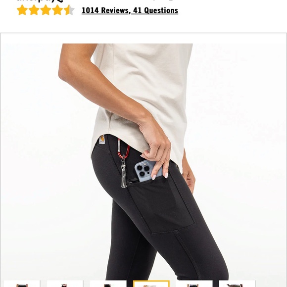 Women’s Carhartt Force Black lightweight pocket Leggings 1X 16/18W - Picture 2 of 6